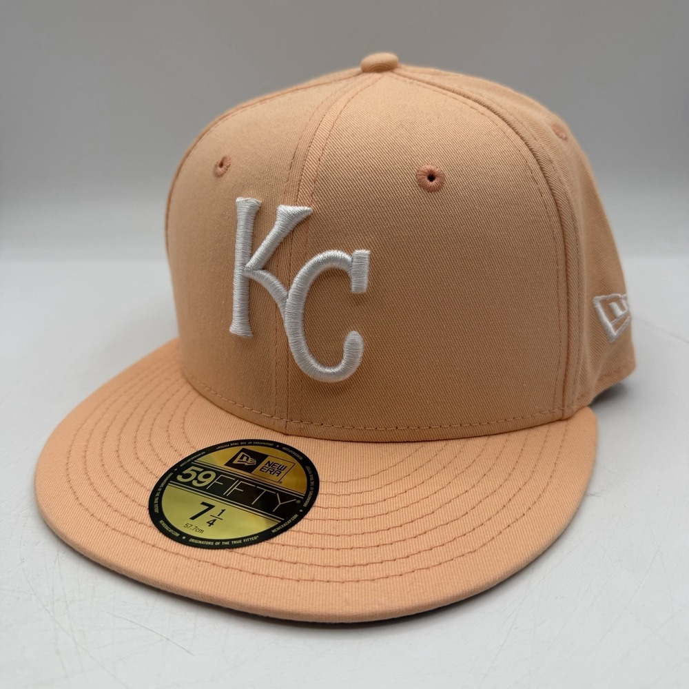 New Era 59Fifty Kansas City Royals Hat Cap 7 1/4 Peach Spring Collection Fitted‎